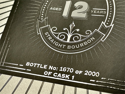 Whiskey variable foil digital label embellishments