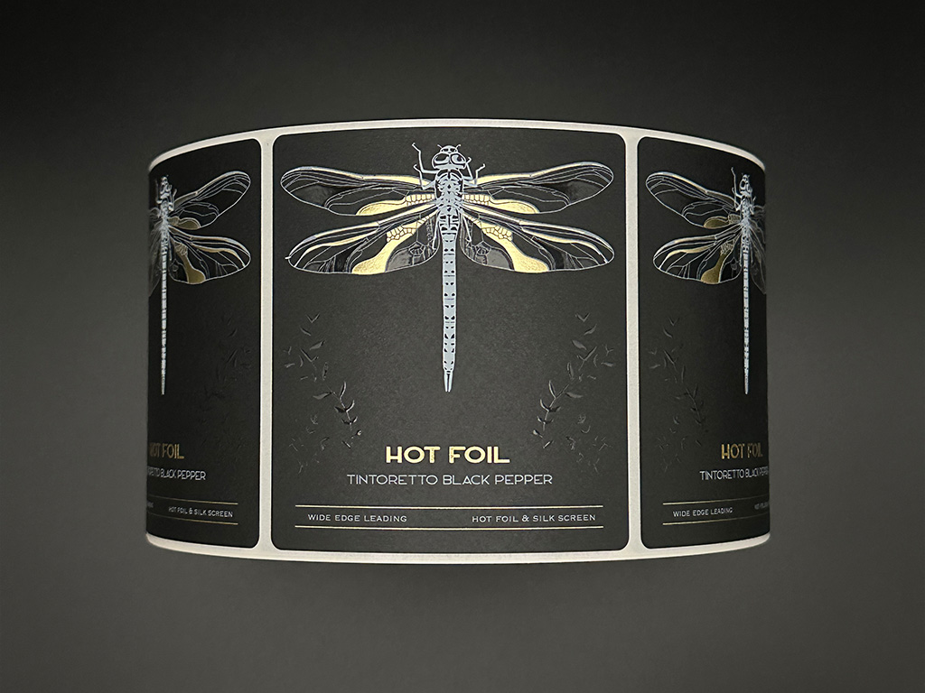 Dragonfly Tinteretto Black Pepper Hot foil embellishment for labels