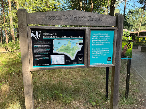 Hanningfield Reservoir sign Pond Dipping Platform funded by Bakers at Hanningfield Reservoi