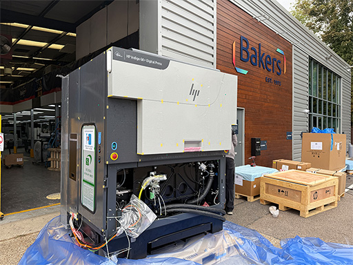 HP Indigo 6K+ press outside Baker Labels factory during installation