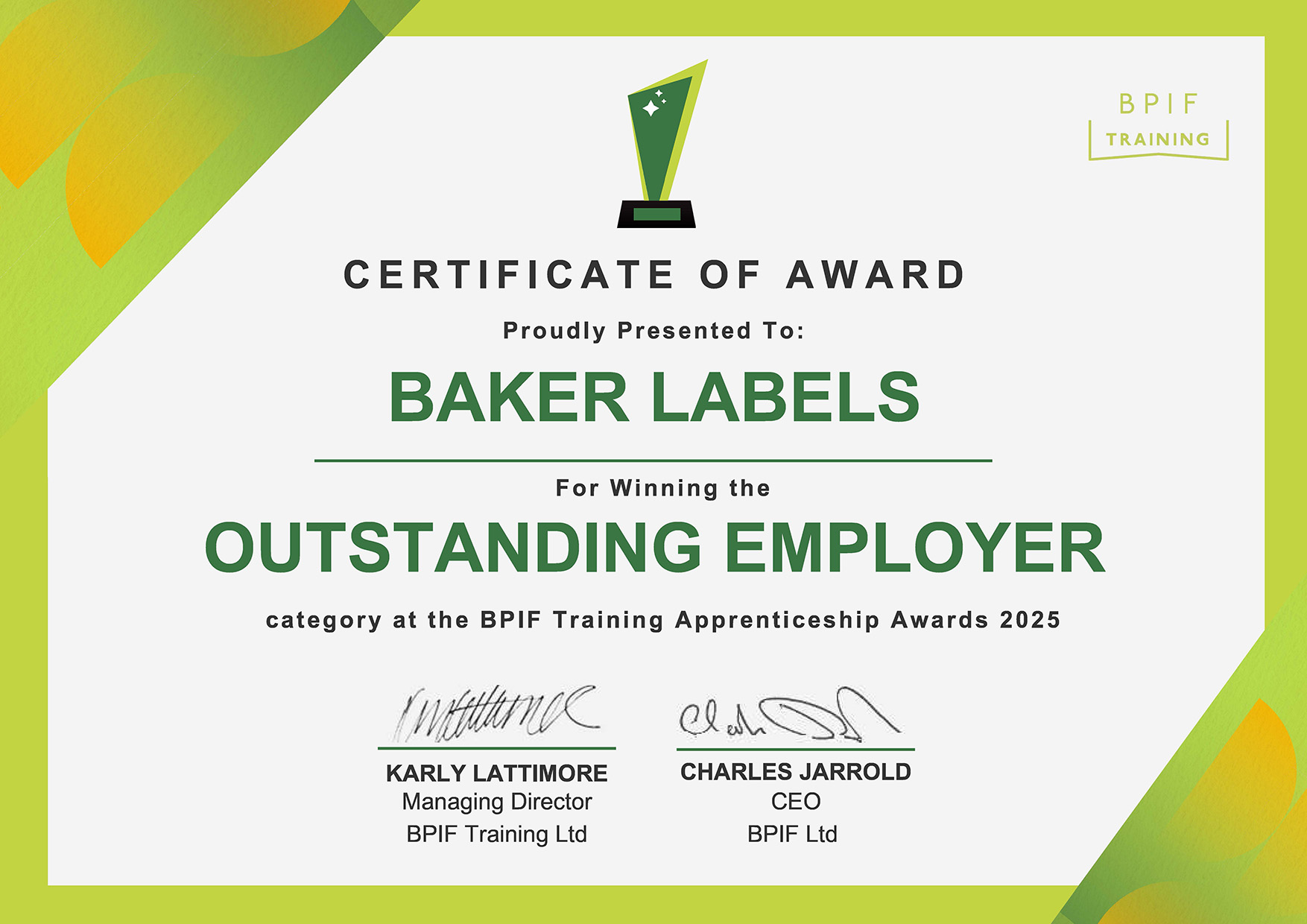 BPIF Outstanding Employer of the Year