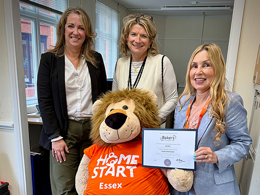 Home-Start Essex receives a donation from the Bakers Foundation